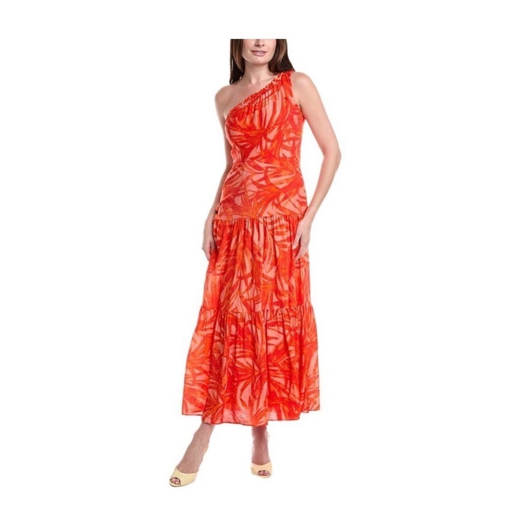 Taylor One-Shoulder Tiered Midi Dress Women's size 8